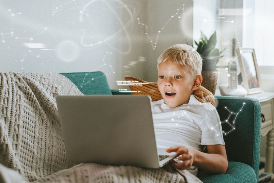 Boy Using A Laptop